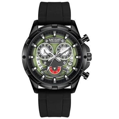 Relógio De Quartzo Masculino Com Pulseira De Silicone Esportivo A Prova D´agua Preto