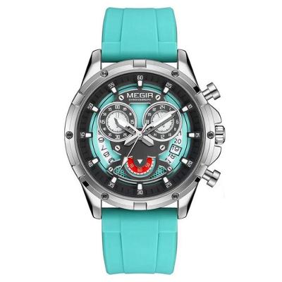 Relógio De Quartzo Masculino Com Pulseira De Silicone Esportivo A Prova D´agua Azul Claro