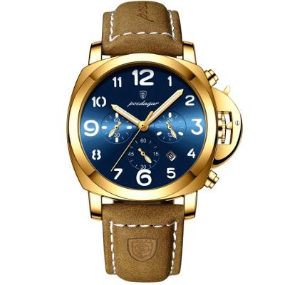 Relógio Masculino Casual De Quartzoesportivo à Prova D´agua 3atm Azul Dourado