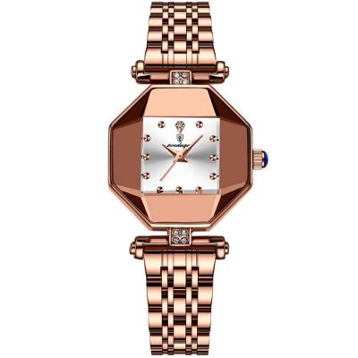 Relógio Feminino De Quartzo Casual Design Criativo Em Aço Inoxidável à Prova D´agua Branco Dourado