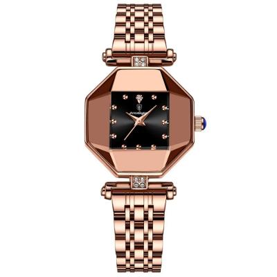 Relógio Feminino De Quartzo Casual Design Criativo Em Aço Inoxidável à Prova D´agua Preto Dourado