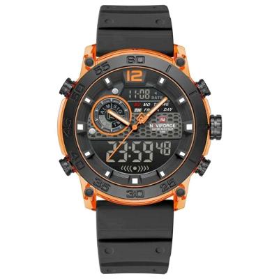 Relógio De Pulso Esportivo Masculino Display Duplo Multifuncional Digital A Prova D´agua Preto Laranja