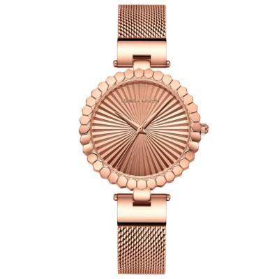 Relógio Feminino Movimento Quartzo Pulseira Em Malha De Aço Inoxidável Casual Rosa