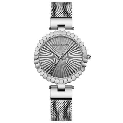 Relógio Feminino Movimento Quartzo Pulseira Em Malha De Aço Inoxidável Casual Prateado