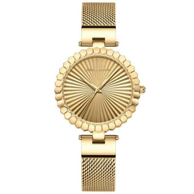Relógio Feminino Movimento Quartzo Pulseira Em Malha De Aço Inoxidável Casual Dourado