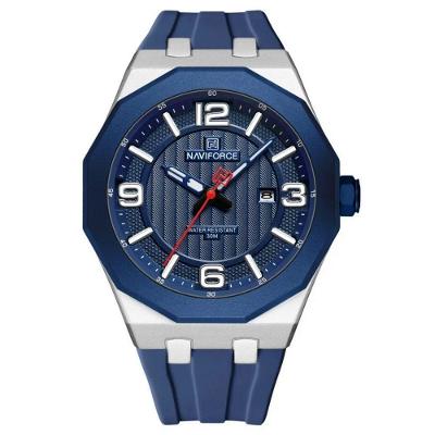 Relógio Para Homem Pulseira De Silicone 3atm Resistente à água Data Automática Azul