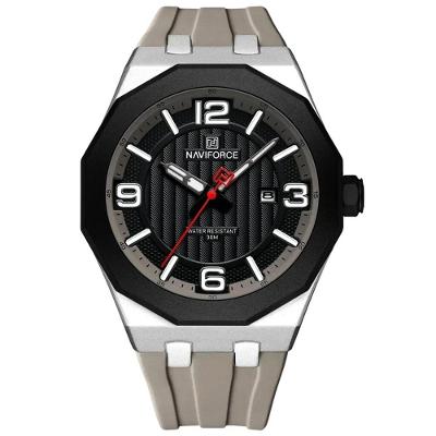 Relógio Para Homem Pulseira De Silicone 3atm Resistente à água Data Automática Cinza Claro