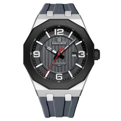 Relógio Para Homem Pulseira De Silicone 3atm Resistente à água Data Automática Cinza
