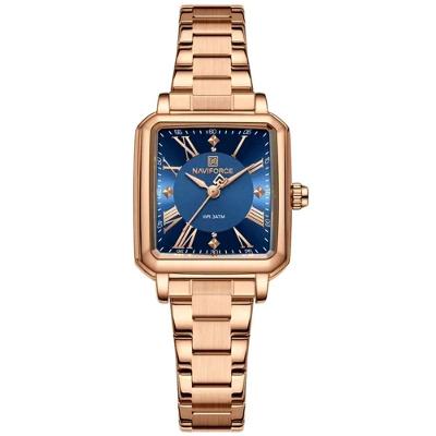 Relógio Feminino Mostrador Quadrado Ponto De Luz Em Aço Inoxidavel Impermeavel Azul