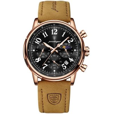 Relógio Esportivo Militar Masculino à Prova D'agua Quartzo Multifuncional Dourado Rose