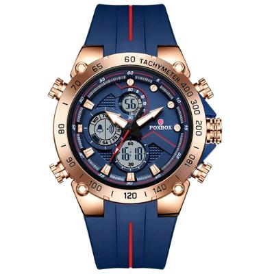 Relógio Masculino Militar Esportivo Dual Display A Prova D´agua Azul Dourado