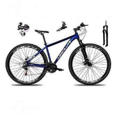 Bicicleta Aro 29 Absolute Nero 5 Câmbio Shimano 24v Acera K7 Garfo Trava Freio A Disco - Azul Tam.17