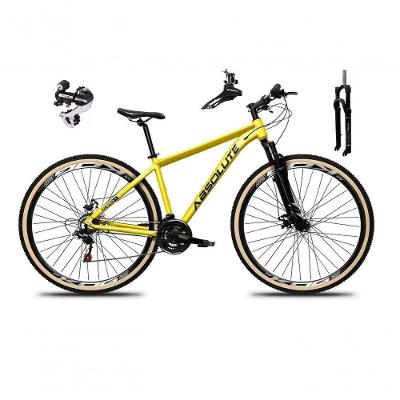 Bicicleta Aro 29 Absolute Nero 5 Câmbio Shimano 24v Acera K7 Garfo Trava Freio A Disco Pneu C/faixa - Amarelo Tam.17