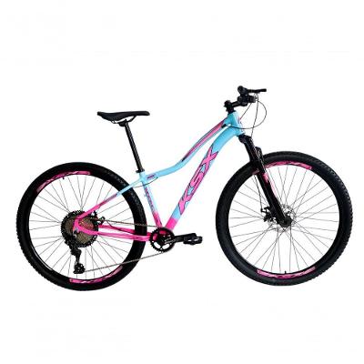 Bicicleta Aro 29 Ksx Sd7 Feminina 12v Garfo Com Trava K7 11/50 Freios Hidráulicos Kit 1x12 - Rosa/azul Tam. 17