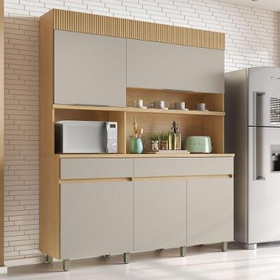 Cozinha Realeza 160 Cm 5 Portas 2 Gavetas 100% Mdf Realeza Carvalho/greige Nesher