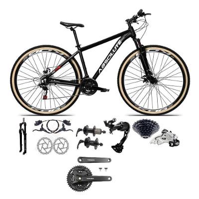 Bicicleta Aro 29 Absolute Nero 5 Câmbios Shimano Alívio/altus 27v Freio A Oléo Garfo Trava Pneu C/faixa -preto Tam.23
