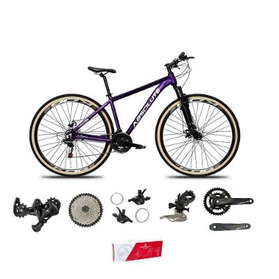 Bicicleta Aro 29 Absolute Nero 5 Alumínio 2x9 18v K7 Freios Hidráulicos Garfo Com Trava Pneu C/faixa - Roxo Tam.19