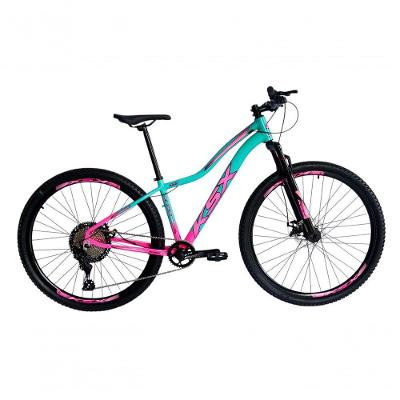 Bicicleta Aro 29 Ksx Sd7 Feminina 12v Garfo Com Trava K7 11/50 Freios Hidráulicos Kit 1x12 - Rosa/verde Tam. 17