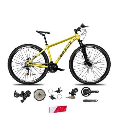Bicicleta Aro 29 Absolute Nero 5 Alumínio 2x9 18v K7 Freios Hidráulicos Garfo Com Trava - Amarelo Tam.15