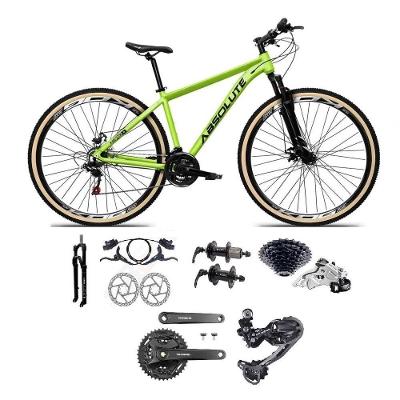 Bicicleta Aro 29 Absolute Nero 5 Câmbios Shimano Deore/altus 27v Freio A Oléo Garfo C/trava Pneu C/faixa -verde Tam.19