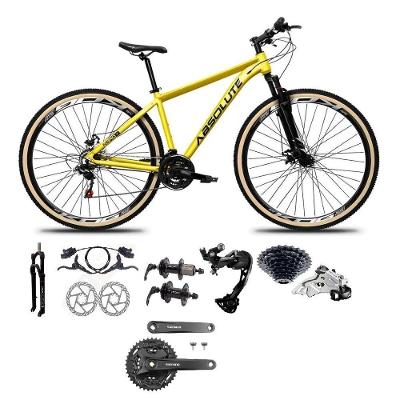 Bicicleta Aro 29 Absolute Nero 5 Câmbios Shimano Alívio/altus 27v Freio A Oléo Garfo Trava Pneu C/faixa -amarelo Tam.17