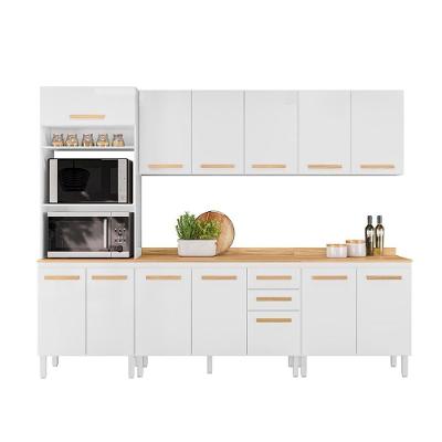 Conjunto De Cozinha Celeste Modulado Com 13 Portas 2 Gavetas Branco