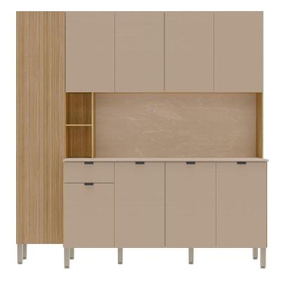 Cozinha Compacta 9 Portas 1 Gaveta 201 Cm Pulse Freijo Vanilla Cp Riscatto