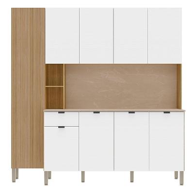 Cozinha Compacta 9 Portas 1 Gaveta 201 Cm Pulse Freijo Artico Cp Riscatto