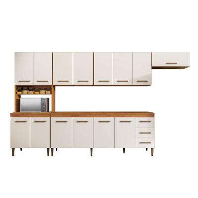 Cozinha Completa 14 Portas 3 Gavetas Atenas Kaiki Moveis Nature/off White