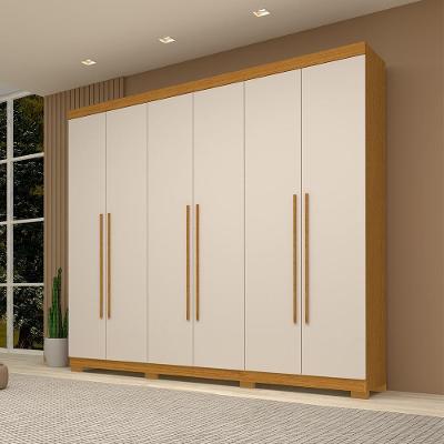 Guarda-Roupa Casal Itália 6 Portas Com 4 Gavetas 100% Mdf Linhamobília Cinamomo/off White
