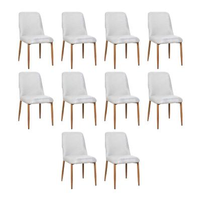 Kit 10 Cadeiras De Jantar Montana Estrutura Aço Carbono Laminado Natural Com Estofado Linho Cru