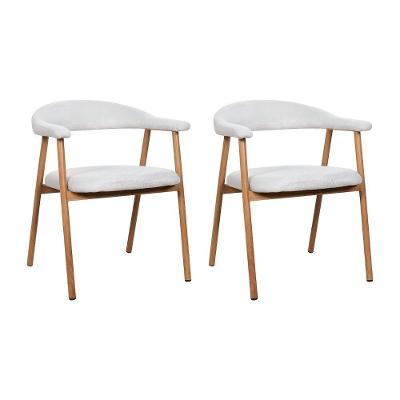 Kit 2 Cadeiras De Jantar Luana Estrutura Aço Carbono Laminado Natural Com Estofado Linho Cru