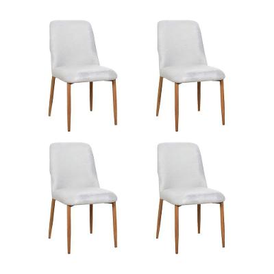 Kit 4 Cadeiras De Jantar Montana Estrutura Aço Carbono Laminado Natural Com Estofado Linho Cru