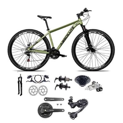 Bicicleta Aro 29 Absolute Nero 5 Câmbios Shimano Deore E Altus 27v Freio Hidraulico Garfo C/trava -oliva Tam.21
