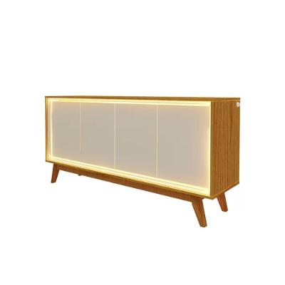 Buffet Aparador 4 Portas Com Led Requinte Naturale E Off White 160cm