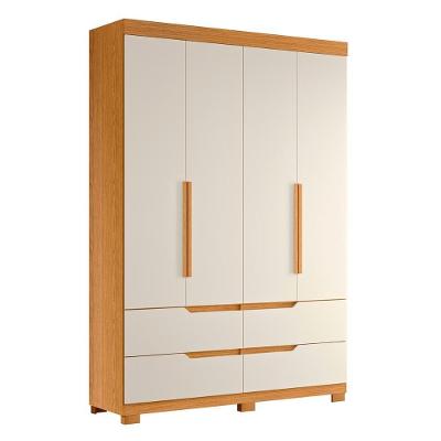 Guarda Roupa Doble Quarto Com 4 Portas E 4 Gavetas Cinamomo/Off White