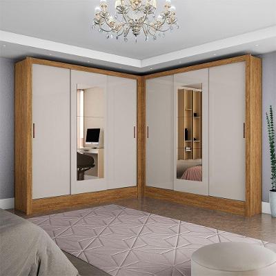 Closet Casal Duplo Dubai 6 Portas Com Espelho 6 Gavetas Cinamomo Com Off White
