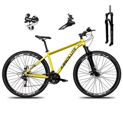 Bicicleta Aro 29 Absolute Nero 5 Câmbio Shimano 24v Acera K7 Garfo Trava Freio A Disco - Amarelo Tam.21