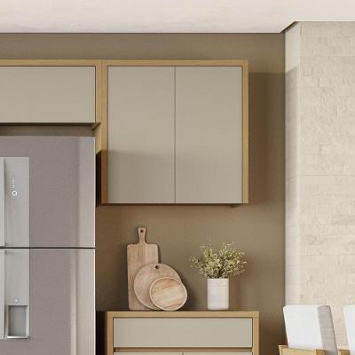 Armário Aéreo 2 Porta 100% Mdf 80cm Condessa Carvalho/greige Nesher Móveis