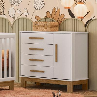 Cômoda Sapateira 1 Porta 4 Gavetas Luar Branco Acetinado