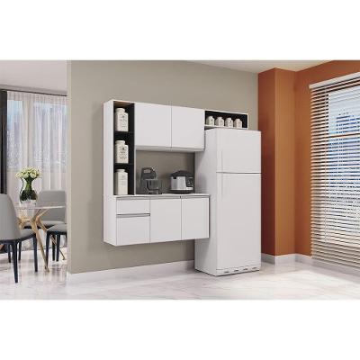 Kit Cozinha Suspensa Com Balcão Mel Poquema Moveis Branco/preto
