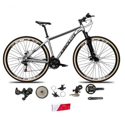Bicicleta Aro 29 Absolute Nero 5 Alumínio 2x9 18v K7 Freios Hidráulicos Garfo Com Trava Pneu C/faixa - Cinza Tam.15
