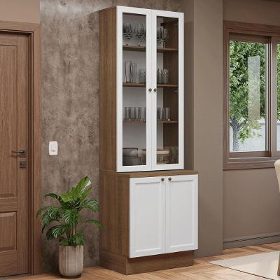 Kit Balcão + Cristaleira 70 Cm Vik Madesa 02 Rustic/branco