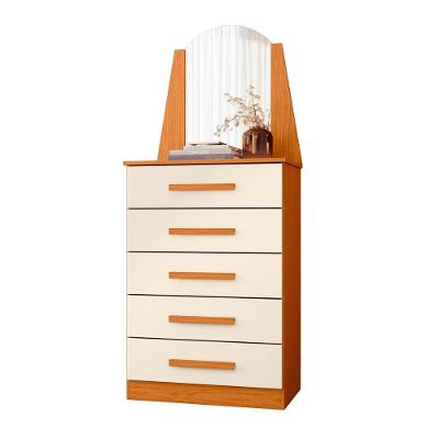 Cômoda Quarto Veneza Com 5 Gavetas E Espelho Cinamomo/Off White