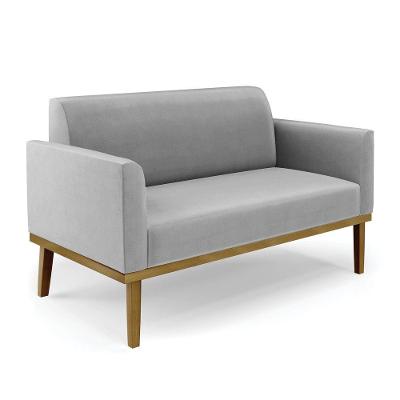 Sofá Namoradeira Base De Madeira Fixa Castanho Marisa Suede D03 - D?rossi Cor Cinza