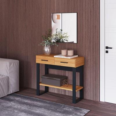 Aparador C/2 Gavetas Industrial 89,5 X 36cm - Pradel Freijó/preto Fosco