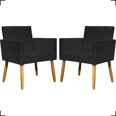 Kit 2 Poltronas Decorativa Para Sala Recepção Consultório Nina Corino Cores Pé Palito 30 Cm Castanho