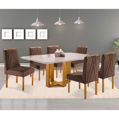 Sala De Jantar Mesa Lisy E 6 Cadeiras Safira Móveis Mundial Mel/off White/marrom