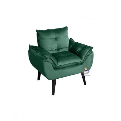 Poltrona/cadeira Decorativa Glamour Veludo Verde Com Pés Quadrado Verde