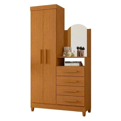 Guarda Roupa Cômoda Capri 2 Portas 4 Gavetas E Espelho Cinamomo